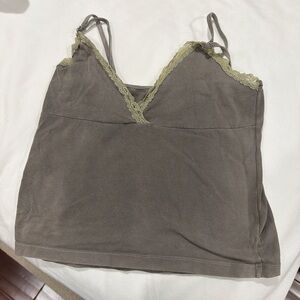 Brandy Melville Gray Tank with Lace Detail